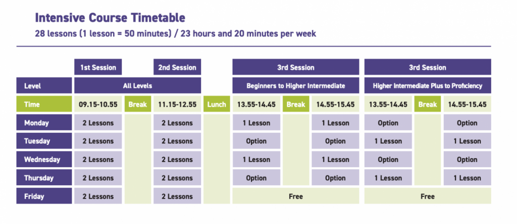 Intensive Course Timetable