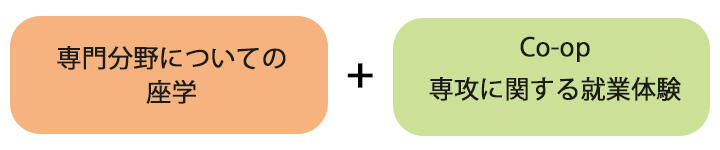 専門分野いついての座学＋Co-op専攻に関する就職体験
