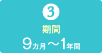 3）期間　9カ月～1年