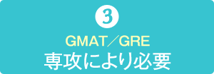 3）GMAT／GRE　専攻により必要