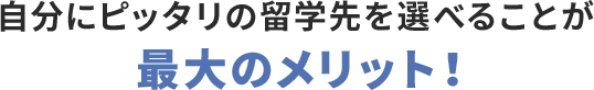 自分にピッタリの留学先を選べることが最大のメリット!