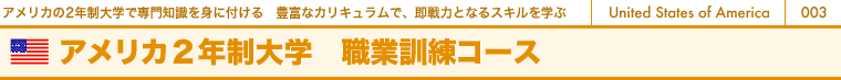 アメリカの2年制大学で専門知識を身に付ける 豊富なカリキュラムで、即戦力となるスキルを学ぶ アメリカ2年制大学 職業訓練コース