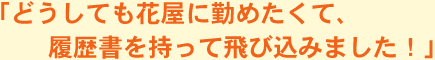 「どうしても花屋に勤めたくて、履歴書を持って飛び込みました！」