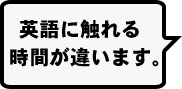 英語に触れる時間が違います。