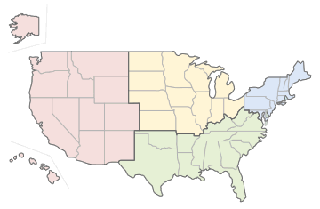 アメリカ地域図