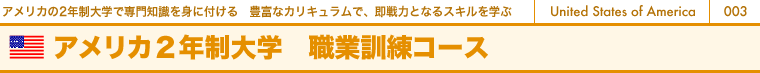 アメリカの2年制大学で専門知識を身に付ける　豊富なカリキュラムで、即戦力となるスキルを学ぶ　アメリカ2年制大学　職業訓練コース